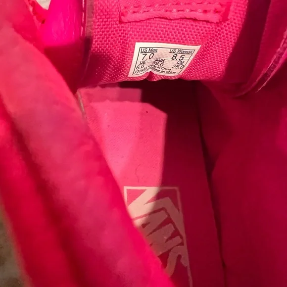 Vans Women's Neon Pink High-Top Sneakers Size 8.5 - Picture 8 of 9